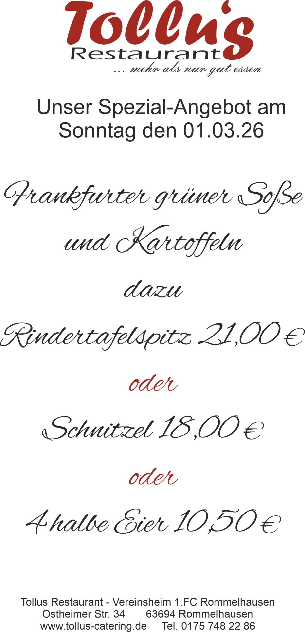 133 – Sonntagsmenue 01.03.26 133 - Sonntagsmenue 01.03.26