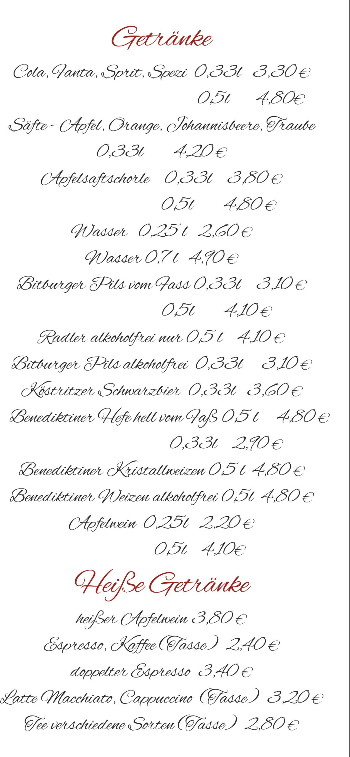 16.04.25 – Speisekarte Getränke