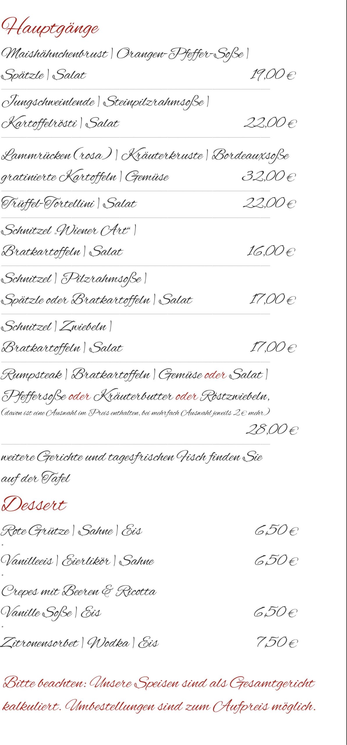 3 – Speisekarte Hauptspeisen 20.03. 2026 schmal Varinate Speisekarte Hauptgänge