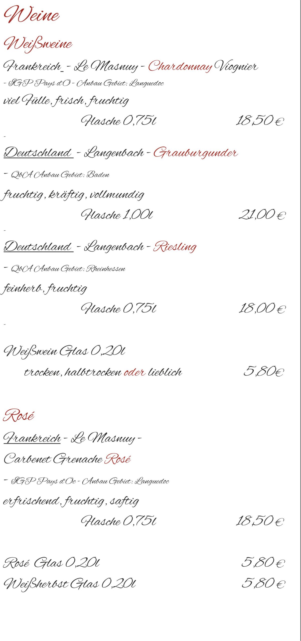 4 – 27 – Mrz. 2025 Speisekarte Weißwein 4 - 27 - Mrz. 2025 Speisekarte Weißwein