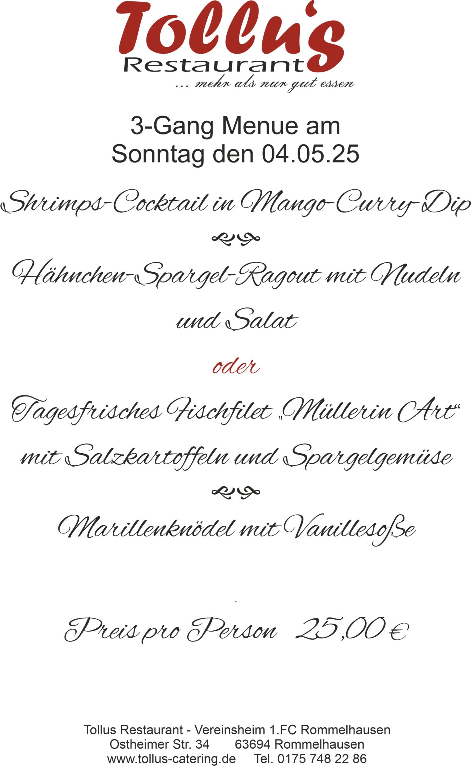 90 – Sonntagsmenue 04.05.25 90 - Sonntagsmenue 04.05.25