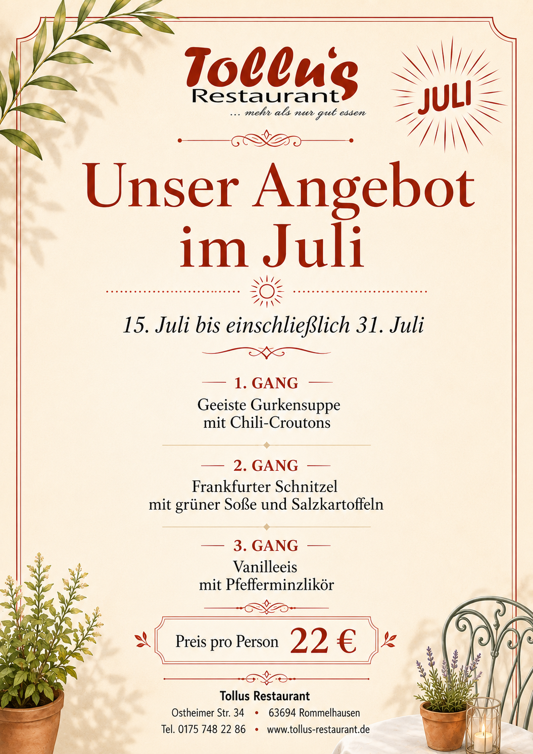 Angebot Juli 2026 eine Seite Angebot Juli 2026 eine Seite