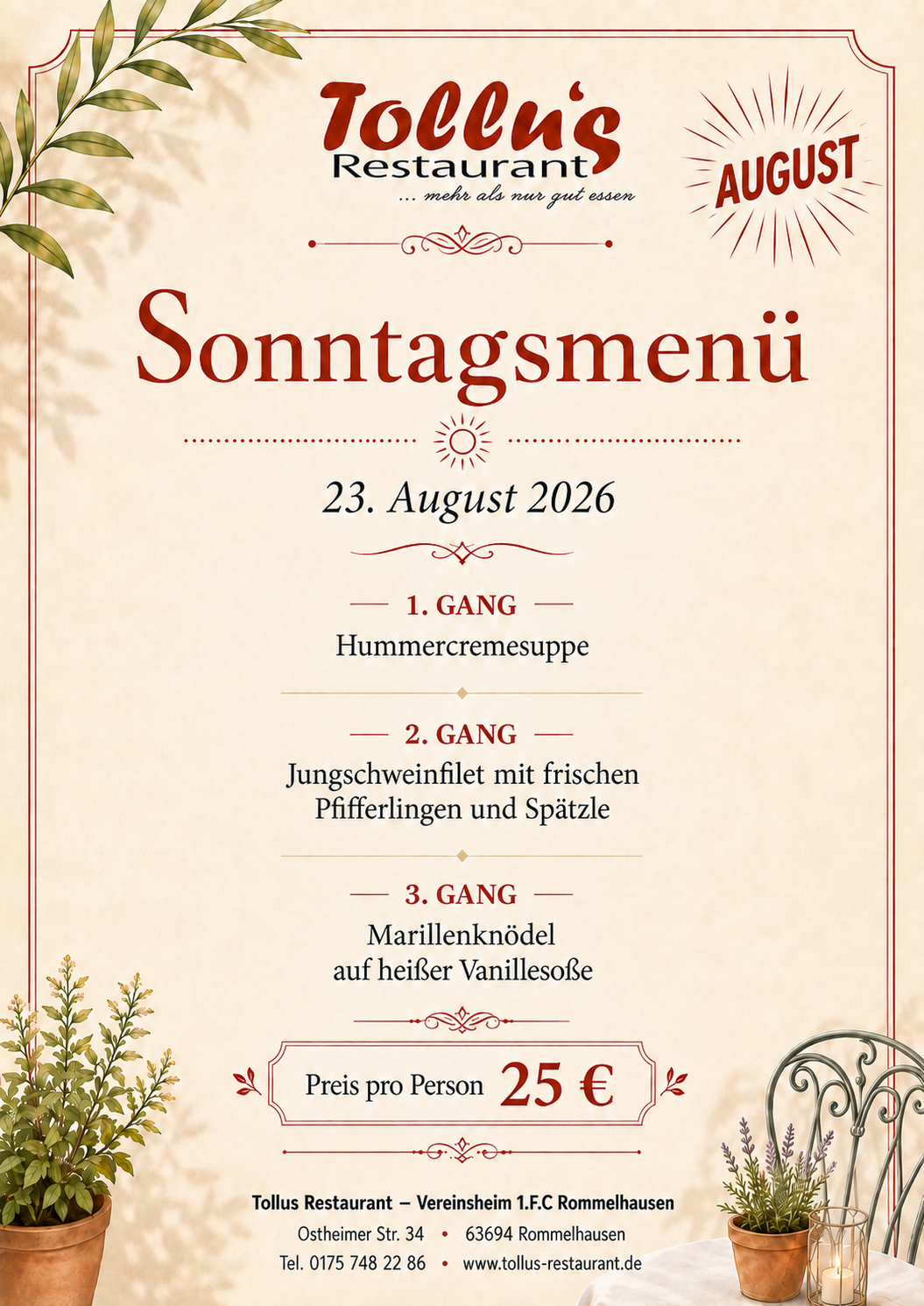Mittagskarte 20. Aug. 2026 Mittagskarte 20. Aug. 2026