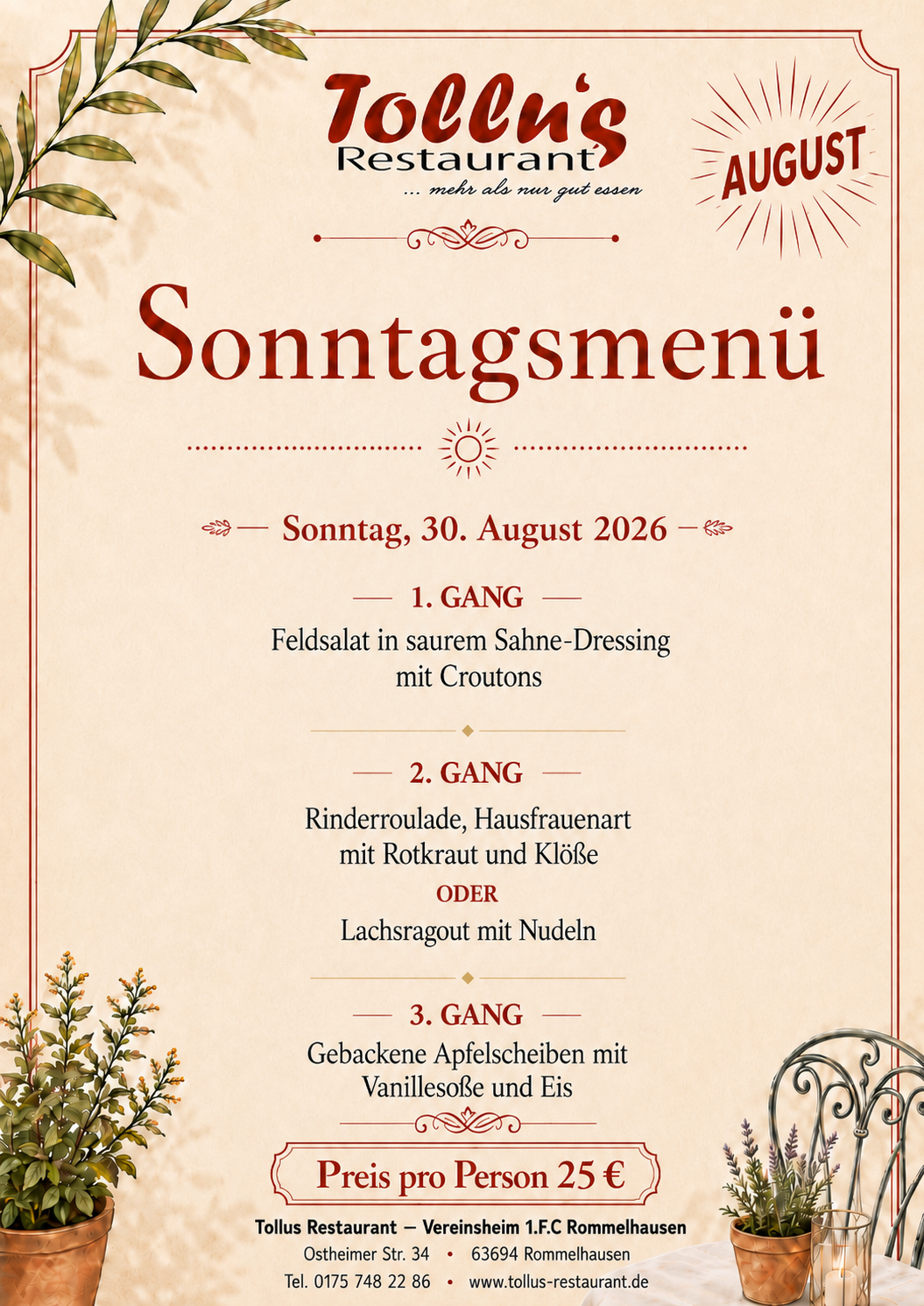 Mittagskarte 30. Aug. 2026