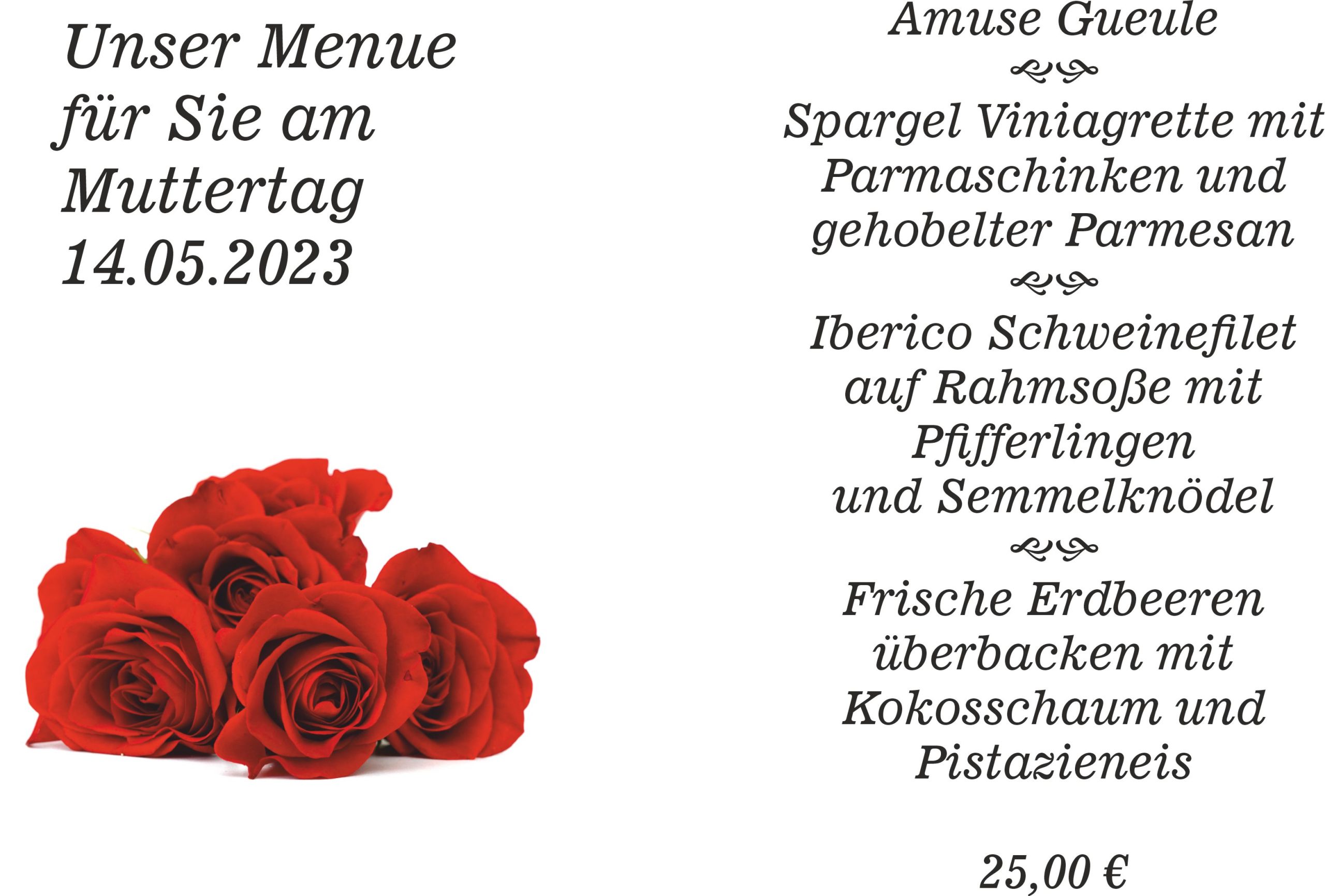 Muttertags Menue 2023 innen Muttertags Menue