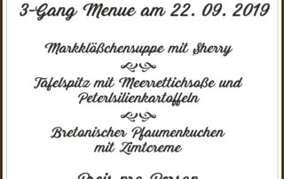 Sonntags Mittags Menue 22. 09. 2019