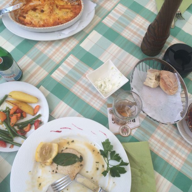 Teller essen beim Italiener