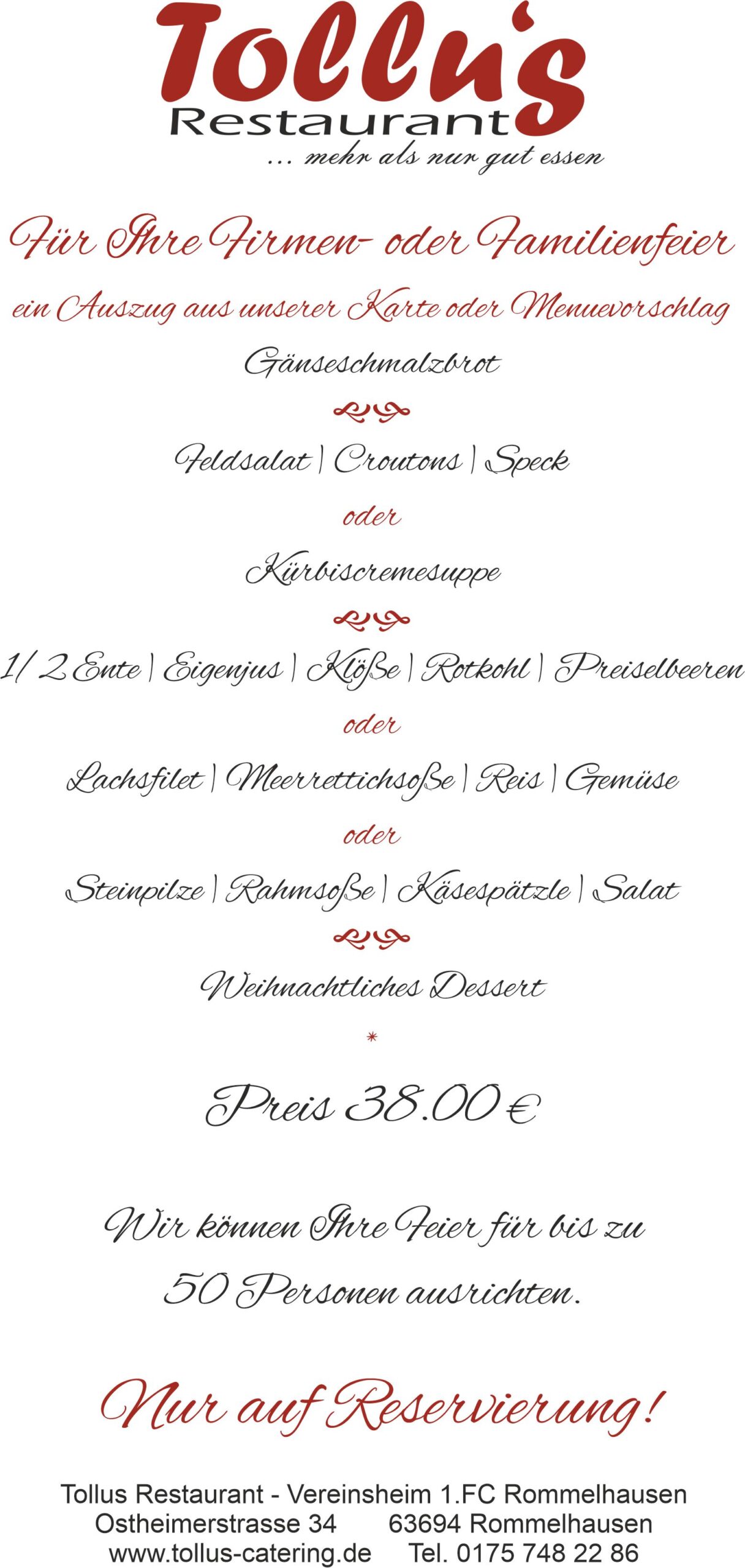 Weihnachtsfeier Angebot 2025 Weihnachtsfeier Angebot 2025